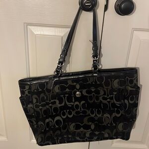 Coach Diaper Large Tote Bag Signature C Black Gray